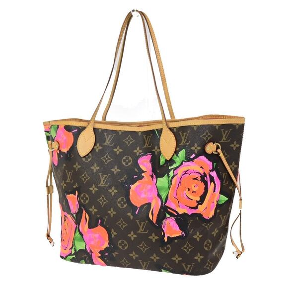 Louis Vuitton Handbags - Louis Vuitton Monogram Neverfull Limited Edition Roses Tote Brown